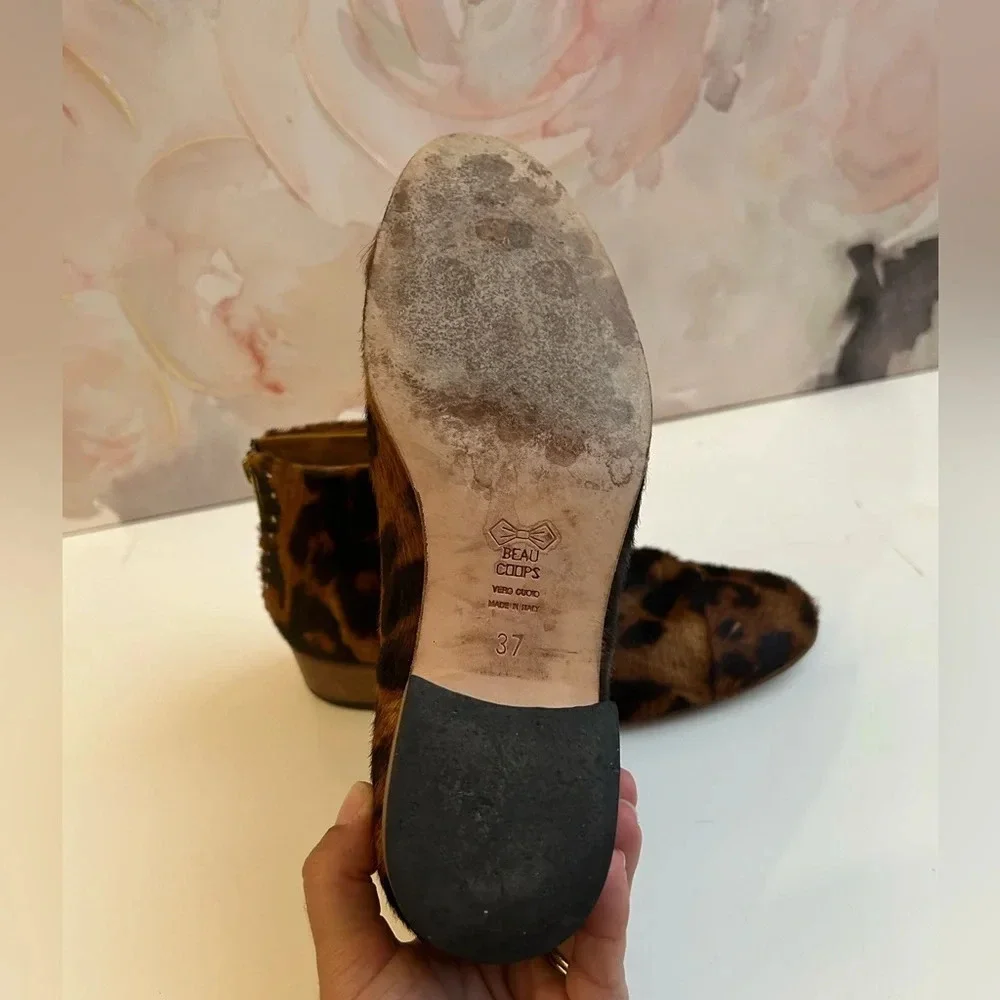 ! BEAU COOPS genuine hide hair animal print booties boots